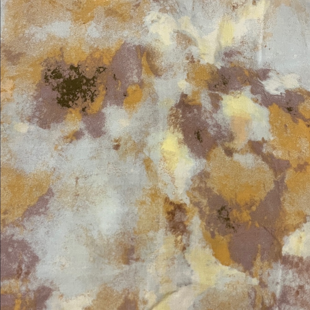 silence + noise abstract watercolor dress in mustard, cream, and mauve